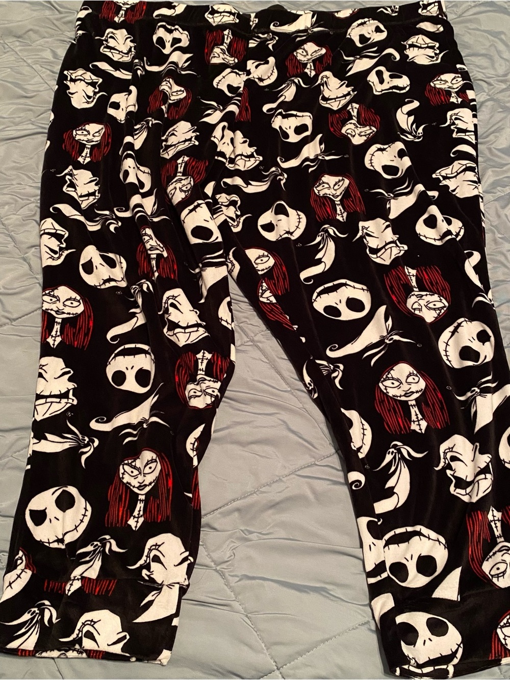 Disney Black Leggings with White Character Faces and Red Accents